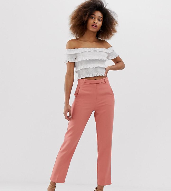 Miss Selfridge Cigarette Pants In Pink-white