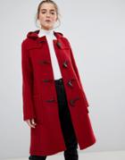 Gloverall Slim Mid Length Duffle Coat In Wool Blend - Red