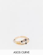 Asos Design Curve Ring With Wrap Snake Design In Gold Tone