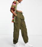 New Look Tall Cargo Pants In Dark Khaki-green