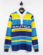 Nautica Competition Henessey Striped Rugby Shirt In Blue/yellow-multi