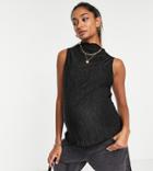 Topshop Maternity Plisse Sleeveless Cowl Neck Top In Black-green