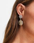 Designb London Evil Eye Drop Earrings In Gold