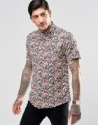 Pretty Green Shirt With All Over Floral Print In Navy - Navy