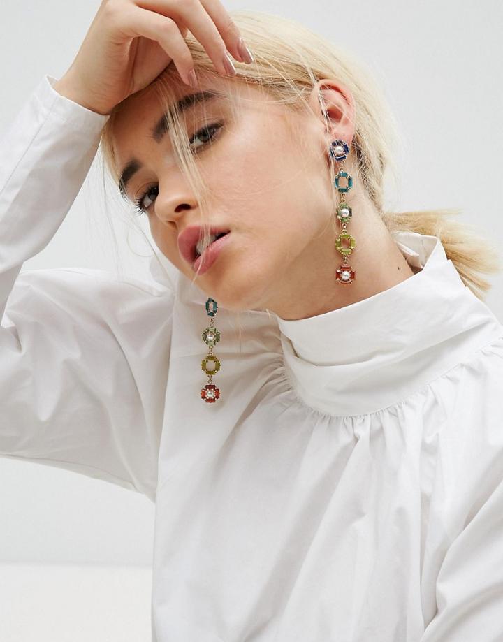 Asos Rainbow Jewel Drop Earrings - Gold