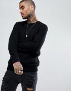 Asos Mohair Wool Blend Sweater In Black - Black