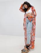 Prettylittlething Printed Maxi Kimono - Multi