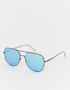 Quay Australia Aviator Sunglasses With Blue Tinted Lens - Blue
