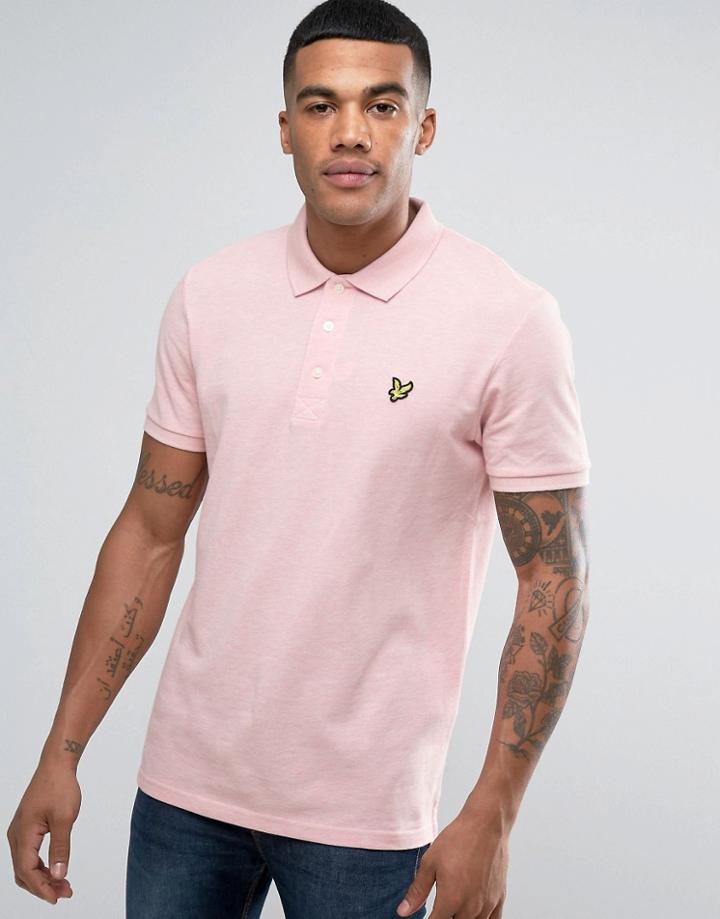 Lyle & Scott Pique Polo Regular Fit Eagle Logo In Pink Marl - Pink