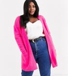 Simply Be Oversized Cardigan In Neon Pink
