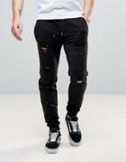 D-struct Distressed Jersey Joggers - Black