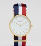 Reclaimed Vintage Inspired Stripe Canvas Watch With White Dial Exclusive To Asos - Multi