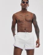 Asos Design Runner Swim Short White With Purple Taping