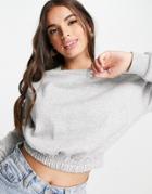 Pieces Faith Crop Sweatshirt In Light Gray Melange-grey