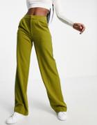 Pull & Bear Tailored Relaxed Pants In Green