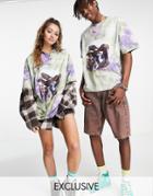Reclaimed Vintage Inspired Unisex Tie Dye T-shirt With Graphic Print-multi