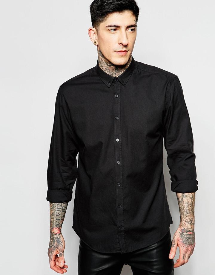 Lindbergh Oxford Shirt In Black - Black
