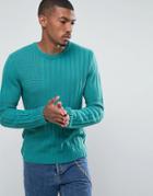 Asos Mixed Rib Textured Sweater In Green - Green