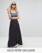 Asos Petite Maxi Wrap Skirt In Spot - Multi
