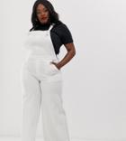 Current Air Plus Wide Leg Raw Hem Overalls-white