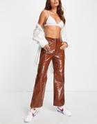 Glamorous Straight Leg Pants In Brown Faux Croc - Part Of A Set