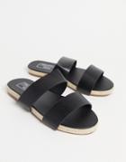 Truffle Collection Faux Leather Espadrille Sliders In Black