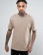 Asos Oversized Short Sleeve Sweatshirt With Piping - Beige