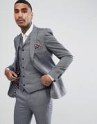 Rudie Light Gray Jacquard Skinny Fit Suit Jacket - Gray