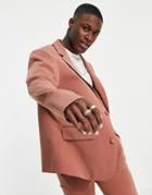 Asos Design Soft Tailored Oversized Suit Jacket In Rust Herringbone