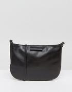 Asos Leather Minimal Saddle Cross Body Bag - Black