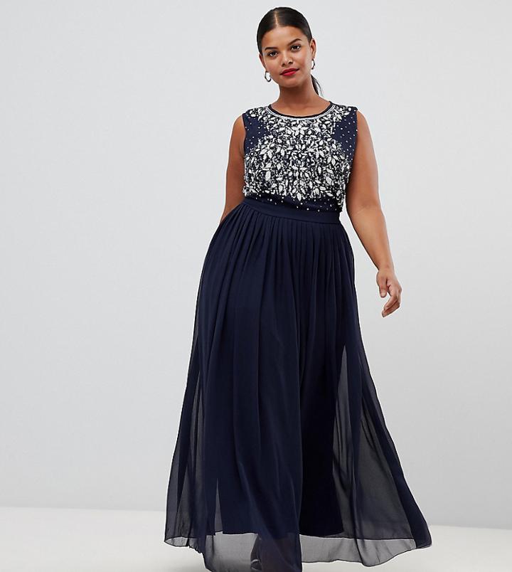 Lovedrobe Luxe Embellished Maxi Dress - Navy