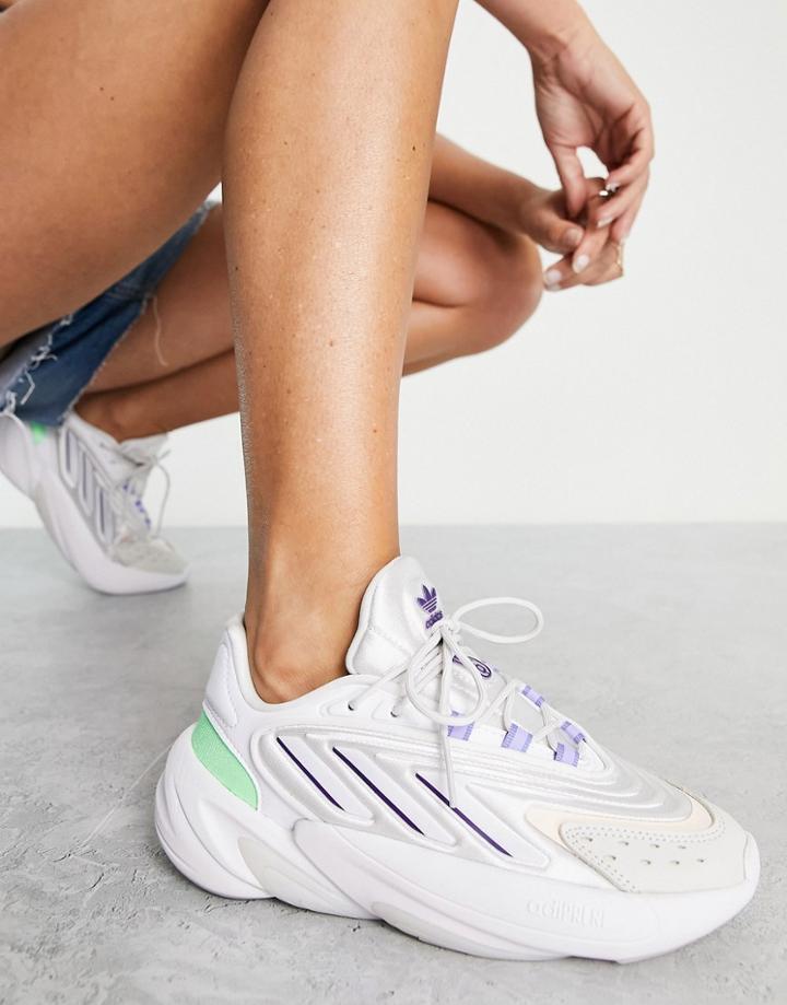Adidas Originals Ozelia Sneakers In White With Yellow Details