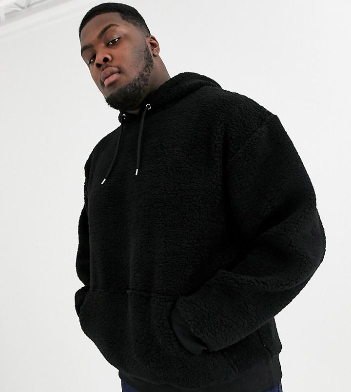 Asos Design Plus Oversized Hoodie In Black Borg