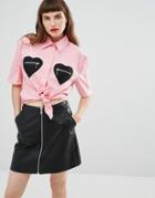 Love Moschino Shirt With Heart Pockets - Pink