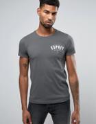 Esprit Crew Neck Slim Fit T-shirt With Retro Americana Print In Dark G
