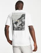 Selected Homme Organic Cotton Loose Fit T-shirt With Abstract Scenery Back Print In White