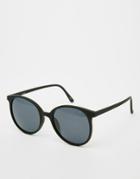Asos Round Oversized Sunglasses In Fine Frame - Matt Black