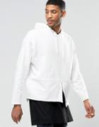Asos Oversized Hoodie With Zip Detail And Raw Edges - White