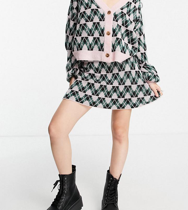 Reclaimed Vintage Inspired Argyle Skirt - Part Of A Set-multi