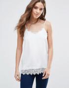 Vila Cami Top With Lace Detail - White