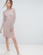 Asos Bodycon Midi Dress With Stripe Sleeve Detail - Pink