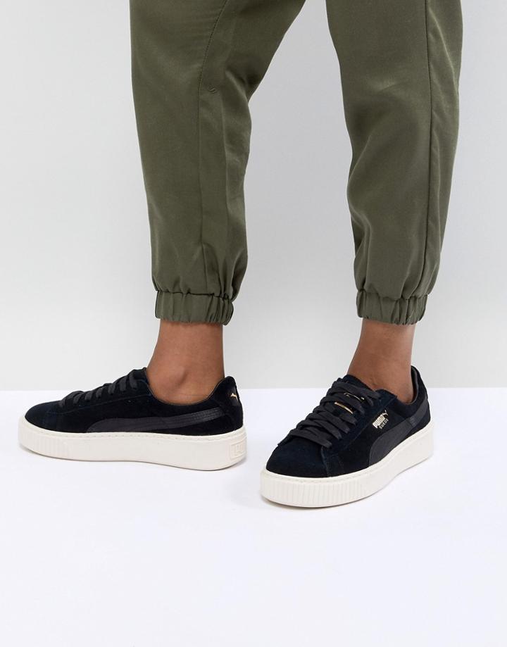 Puma Suede Platform Sneaker - Black
