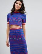 Anna Sui Runway Knitted Top Co-ord - Blue