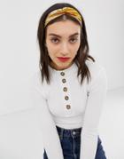 Asos Design Headband With Twist Front In Mustard Stripe Print - Yellow