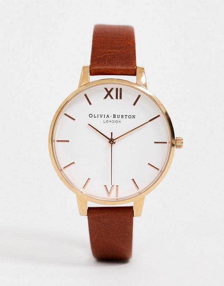 Olivia Burton Leather Watch In Tan