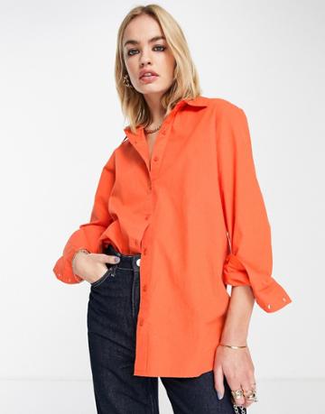 Extro & Vert Oversized Utility Shirt In Tangerine-orange