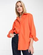 Extro & Vert Oversized Utility Shirt In Tangerine-orange