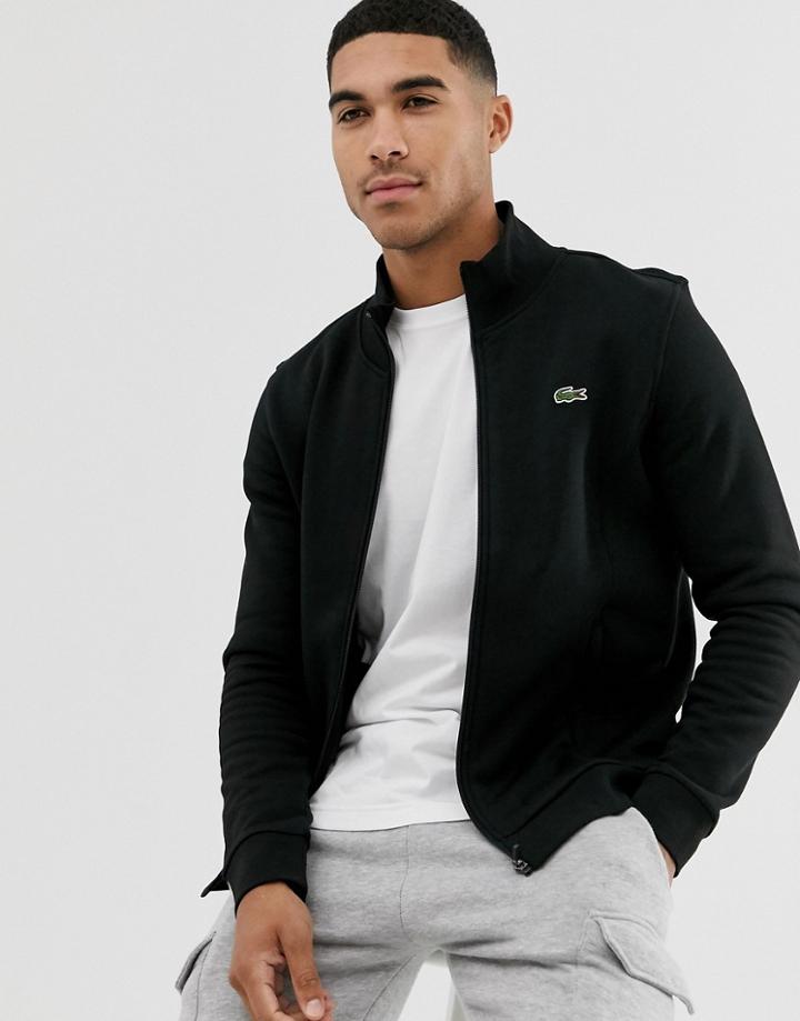 Lacoste Logo Zip Through Sweat In Black