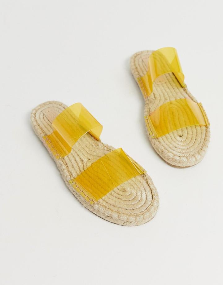 Asos Design Jetty Clear Espadrille Mules - Yellow