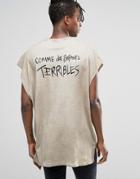 Asos Super Oversized T-shirt With Pigment Dye And Sketchy Text Back Print - Vetiver Green